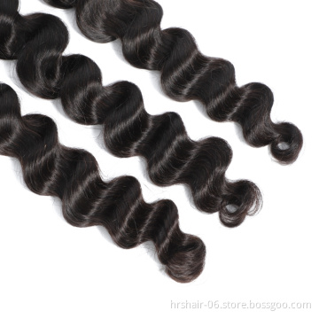 vendor stock Brazilian raw remy hair natural black loose deep wave 10A bundles